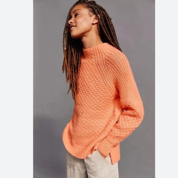 Anthropologie Bia Mock Neck Sweater in Coral - Picture 2 of 11